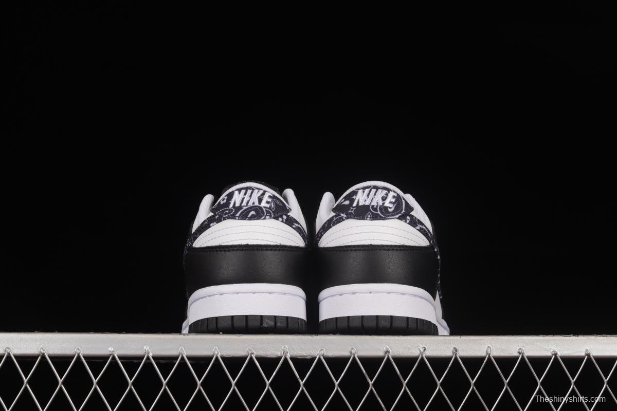 NIKE SB DUNK Low Black Paisley Black and White Panda Cashew Flower SB Buckle Shredded Backboard Fashion Casual Sneakers DH4401-100