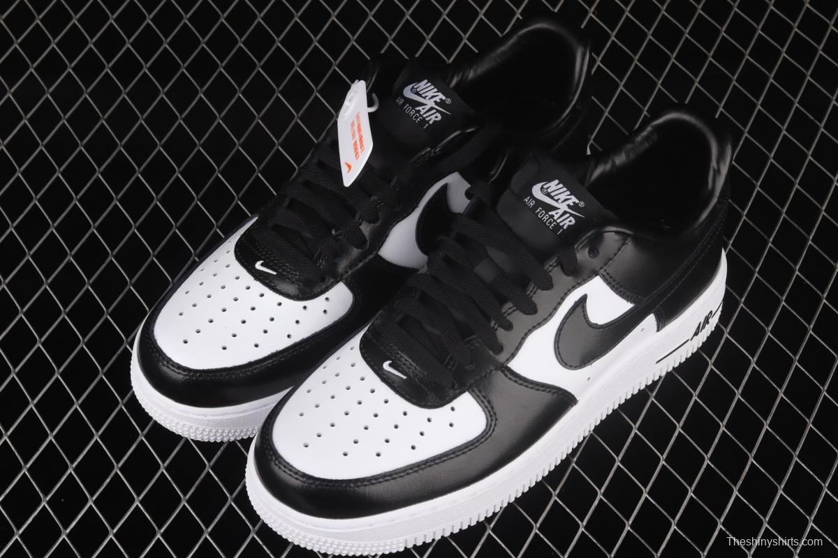 NIKE Air Force 1x07 Low black and white lacquered leather low-top casual board shoes AQ4134-100