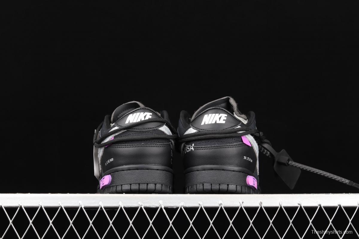 OFF-White x NIKE DUNK Low 04 of 50 OW all black casual sports skateboard shoes DM1602-001