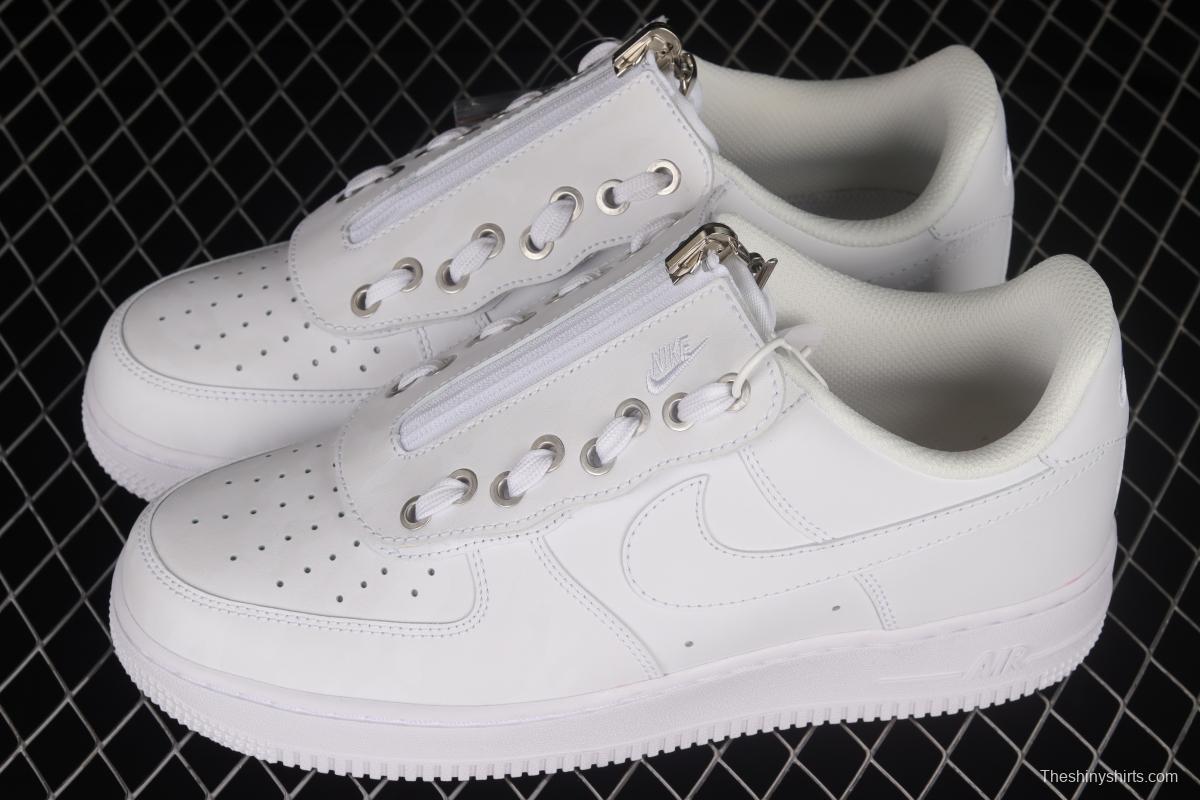 NIKE Air Force 1'07 Low Shroud zipper all white low-top casual sneakers DC8875-100