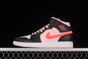 Air Jordan 1 Mid black powder mid-top retro basketball shoes 554725-604