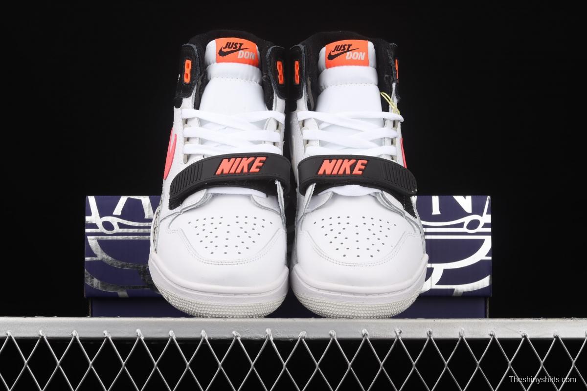 Jordan Legacy 312 white and black orange color matching Velcro three-in-one board shoes AQ4160-108