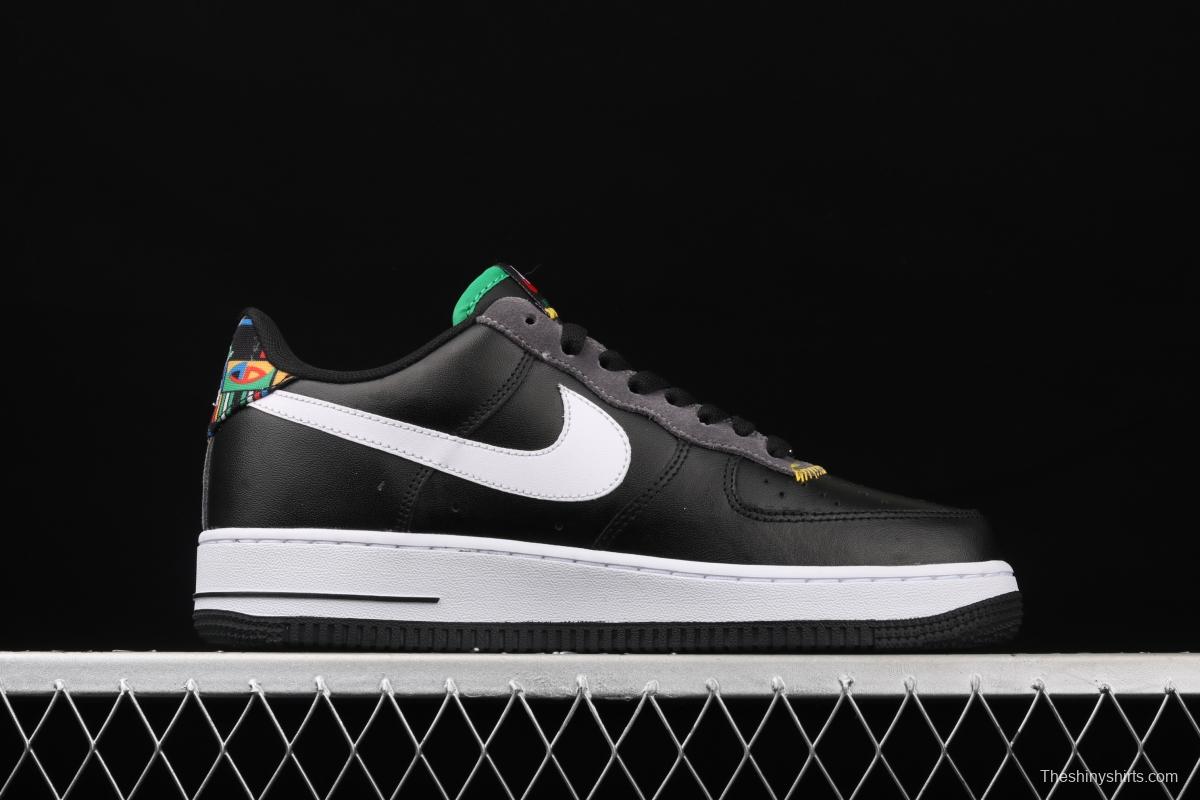 NIKE Air Force 1x07 Low black and white embroidered low-top casual board shoes DC1483-001