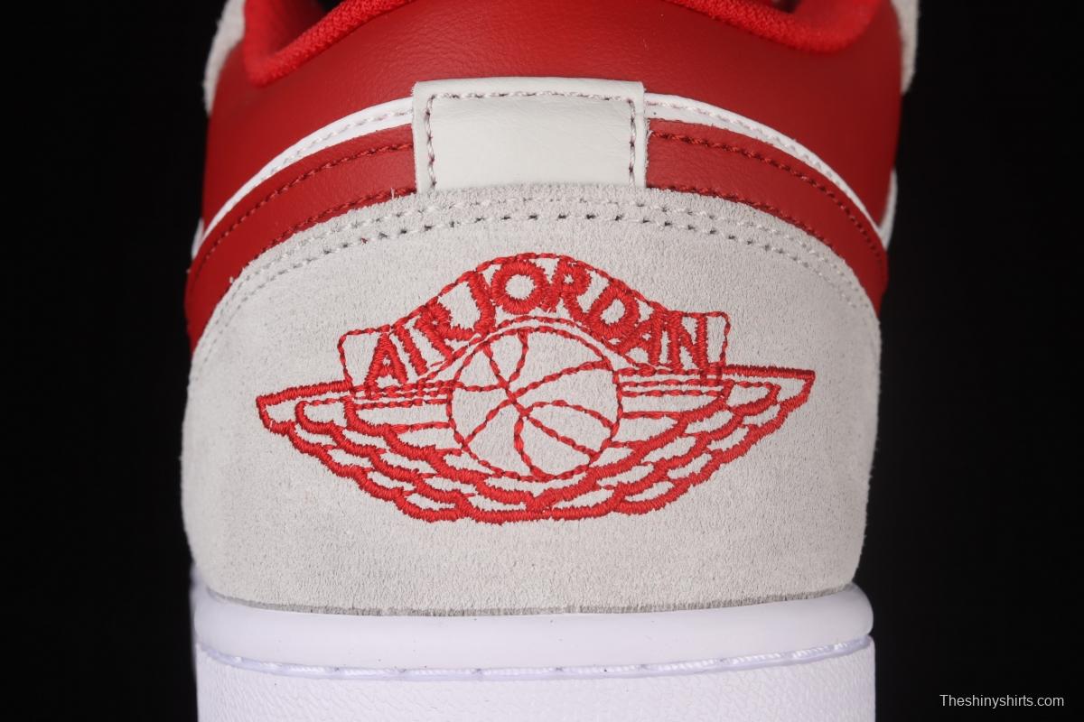 Air Jordan 1 Low low-end rice white red retro culture leisure sports basketball shoes DC6991-016