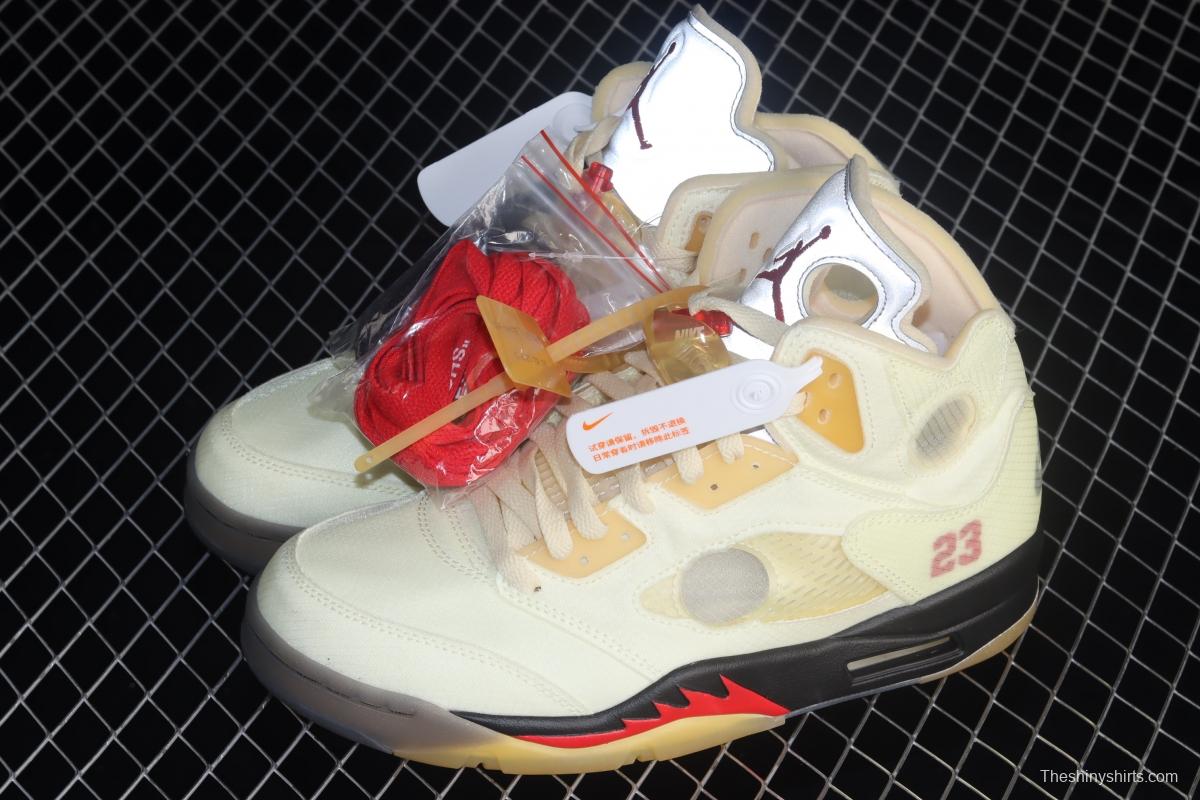 OFF-White x Air Jordan 5 Retro SP White Sail Golden Cicada DH8565-100