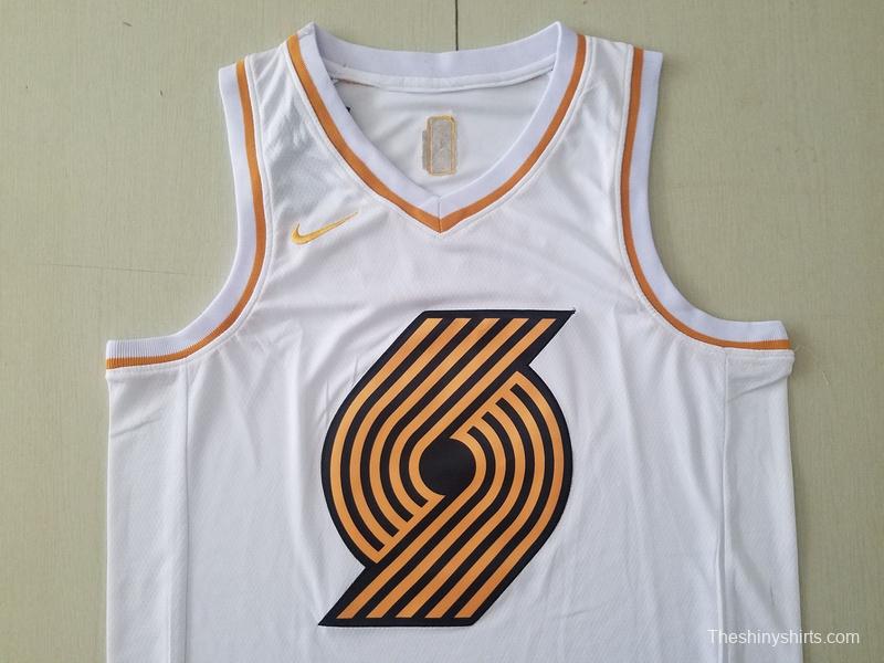 Damian Lillard 0 White Golden Edition Jersey