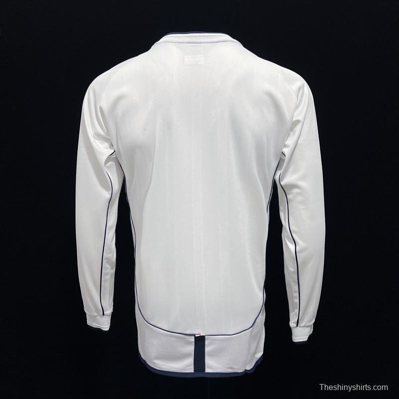 Long Sleeve Retro 2002 England Home Soccer Jersey