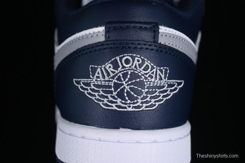 Nike Air Jordan 1 Low AJ1 White Blue Grey Low Top Lifestyle Basketball Shoes - 553558-141