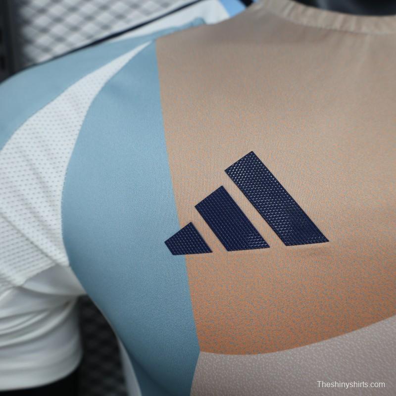 Player Version 2025 Spain Pre-Match White with Geometric Pattern Jersey