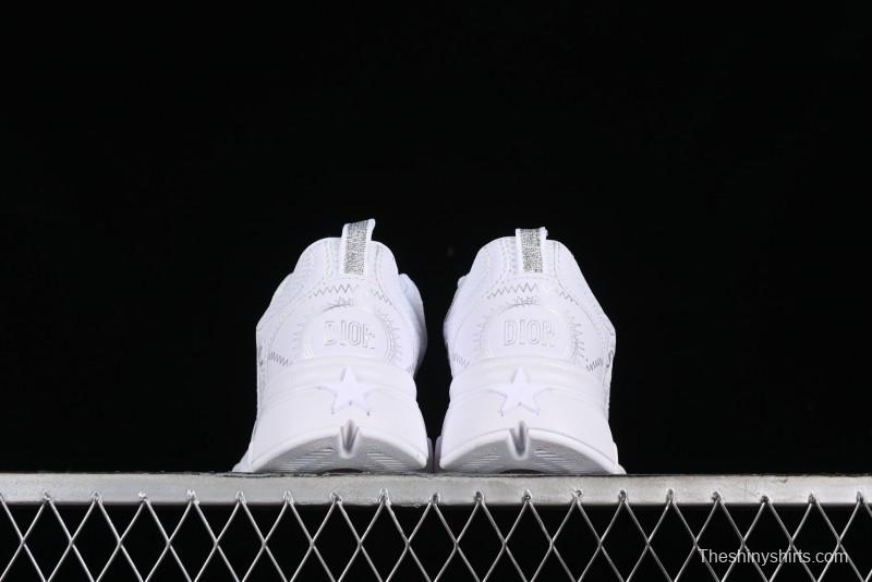 Dior Chrono Round Toe Lace-Up Lifestyle Casual Running Shoes - 10W WHITE