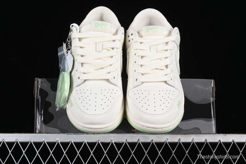 Nike SB Dunk Low Bape Collaboration - Apple Green Anniversary High-End Custom Low-Top Casual Skate Shoes - CF3688-010