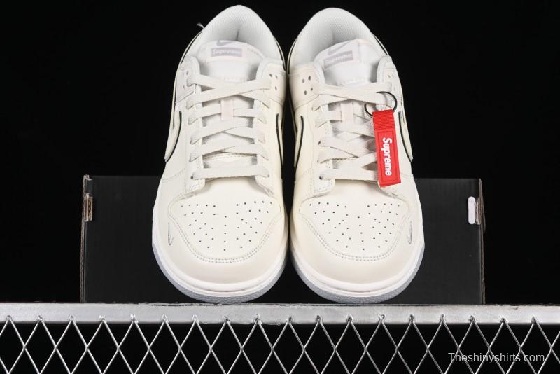 Nike SB Dunk Low Supreme Collaboration - Light Grey Anniversary Customized Low-Top Casual Skate Shoes - DJ2024-005