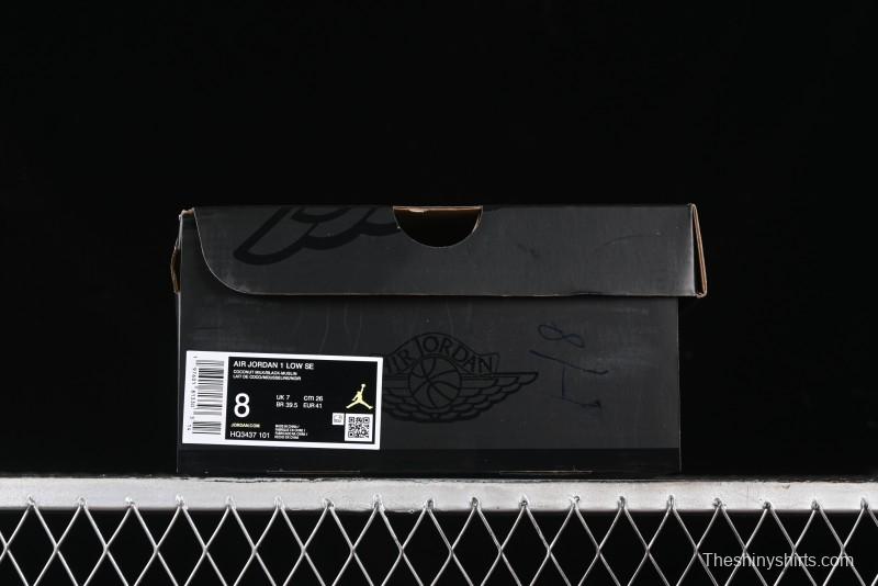 Nike Air Jordan 1 Low "Coconut Milk Black" Casual Basketball Shoes with Contrast Swoosh - HQ3437-101