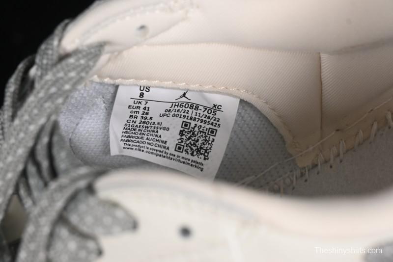 Nike Travis Scott x Fragment Design x Air Jordan 1 Low OG SP AJ1 Supreme Collaboration - Light Grey Denim Two-Tone Low-Top Casual Sneakers - JH6088-705