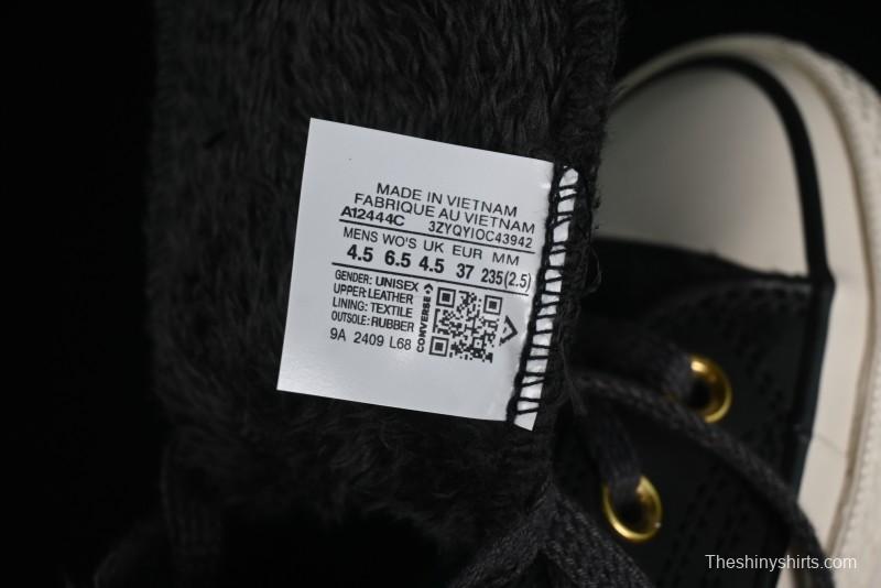 Converse Chuck 1970s Winter Waterproof Leather High-Top Sneakers with Gold Eyelets and Fleece Lining - A12444C