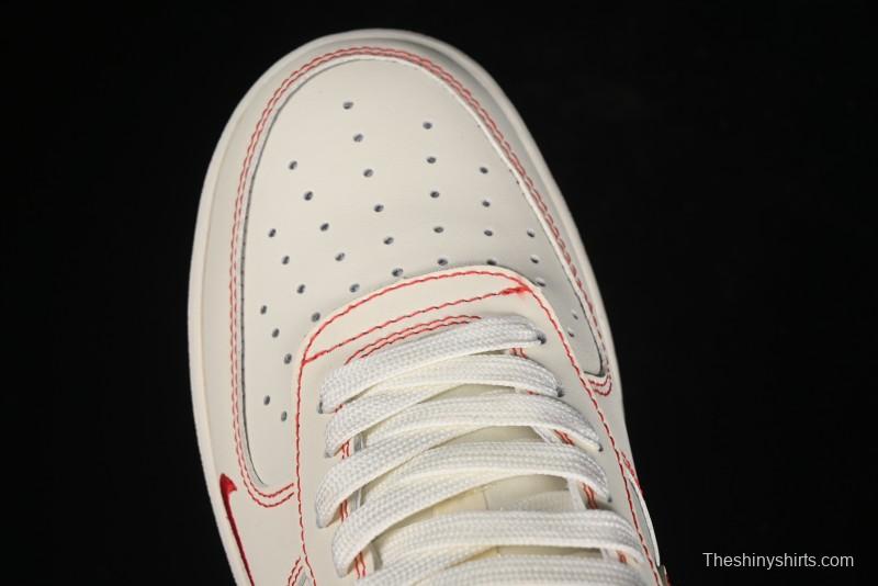 Nike Air Force 1 '07 Low Comme des Garcons Collaboration - Off-White Red Line Low-Top Casual Sneakers - KK3333-001