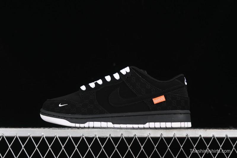 Nike SB Dunk Low Gucci Collaboration Dark Floral Pattern Anniversary Custom Low-Top Casual Sneakers - FC1688-140