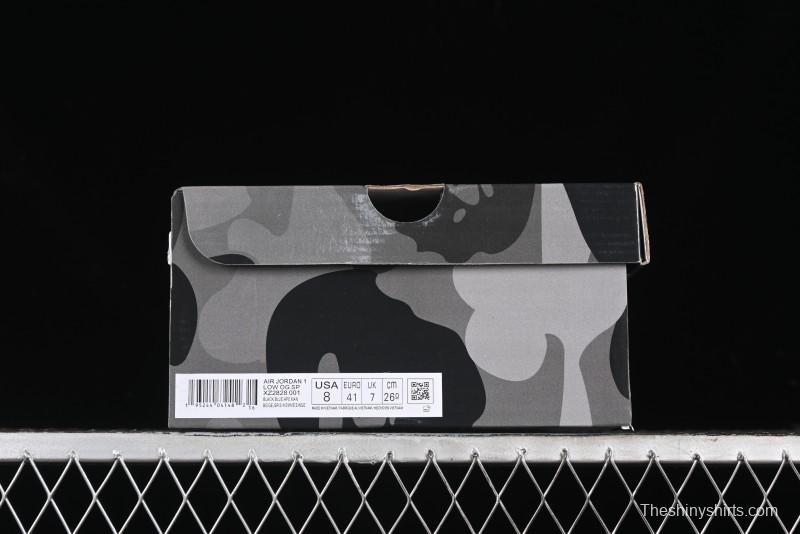 Nike Travis Scott x Fragment Design x Air Jordan 1 Low OG SP AJ1 Bape Collaboration - Crocodile Leather Black White Blue Low Top Casual Sneakers - XZ2828-001