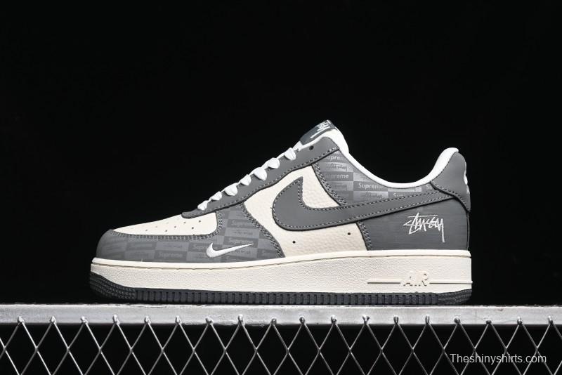 Nike Air Force 1 '07 Low Stussy Collaboration - Light Bone Shadow Low-Top Casual Sneakers - DF0180-008