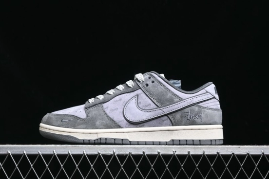 Nike SB Dunk Low Stussy Collaboration - Granite Grey Anniversary Custom Low-Top Casual Skate Shoes - XS1086-008