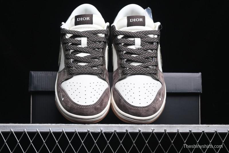 Nike SB Dunk Low Dior Collaboration - Chestnut Anniversary High-End Custom Low-Top Casual Sneakers - XS1086-007