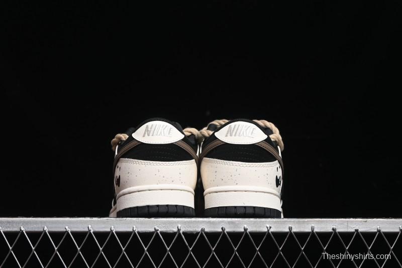 Nike Dunk Low Retro Casual Sneakers with Little Panda and Dopamine Mocha Design - DD1391-100