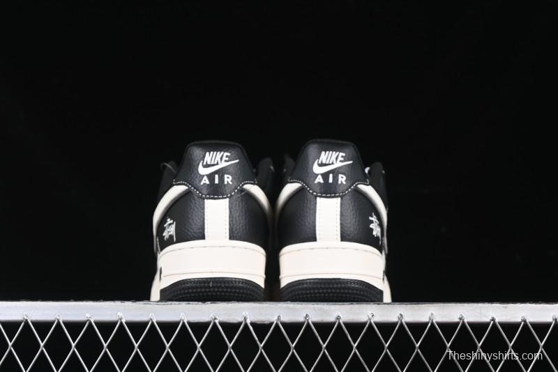 Nike Air Force 1 '07 Low Stussy Collaboration Black & White Swoosh Casual Sneakers - XZ6188-081