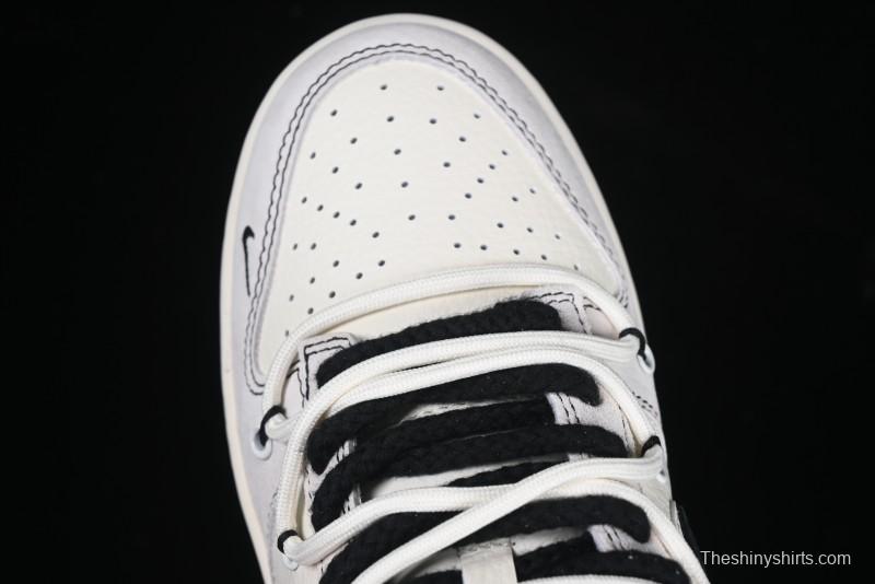 Nike SB Dunk Low Stussy Collaboration Anniversary Edition Lace-Up Beige Grey Black Swoosh Low-Top Casual Skate Shoes - YX5066-242