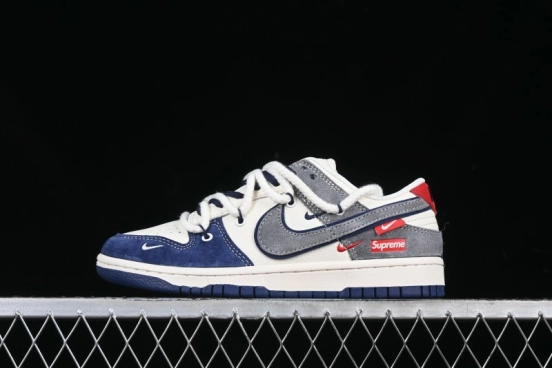 Nike SB Dunk Low Supreme Collaboration Sneakers in Gray Blue with Gray Swoosh - YX5066-260