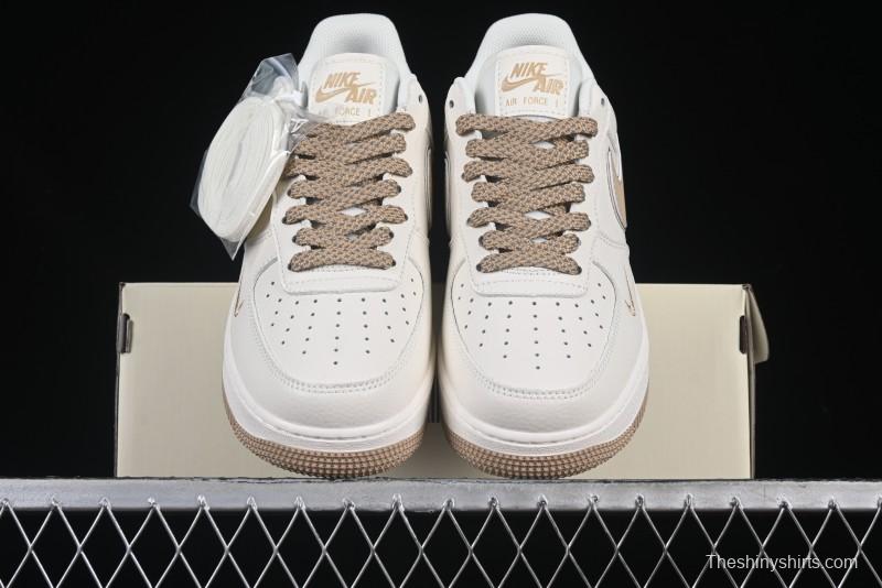 Nike Air Force 1 '07 Low QR Code Metallic Gold Star Sneakers Low-Top Casual Shoes - CU1836-965