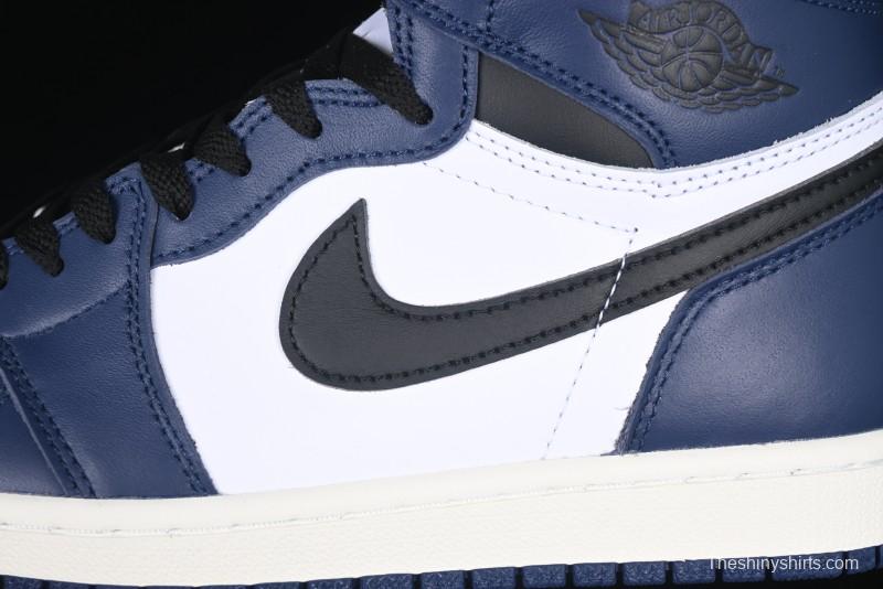 Nike Air Jordan 1 High OG "Midnight Navy" Basketball Shoes with Full Leather Construction - DZ5485-401
