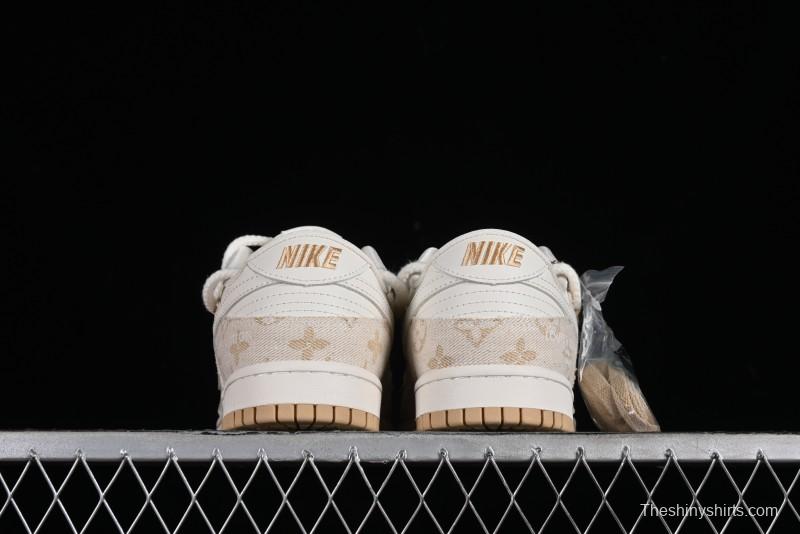 Nike SB Dunk Low LV Collaboration - Yellow Denim Print Anniversary High-End Custom Low-Top Casual Sneakers - SJ2068-247
