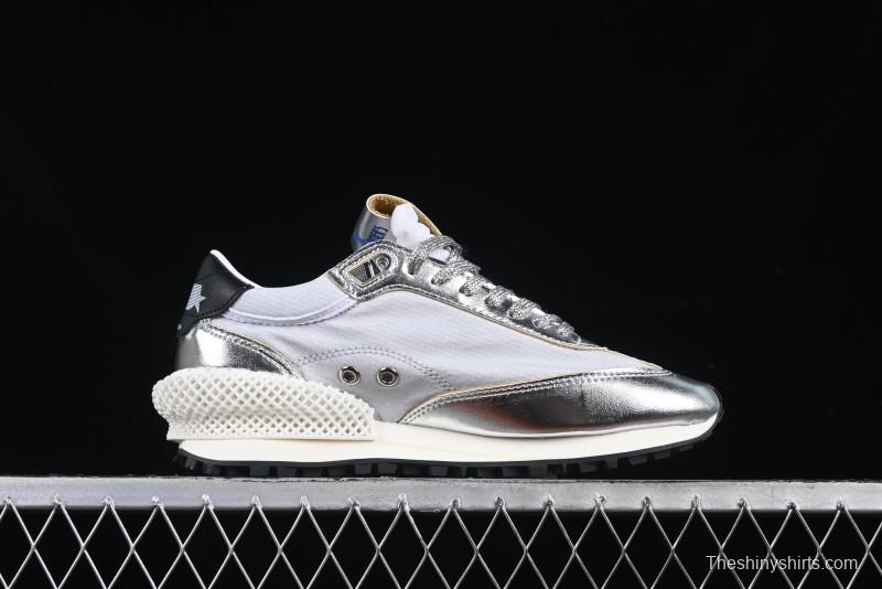 Golden Goose Marathon Silver Comfortable Low-Top Lifestyle Sneakers - X.E5