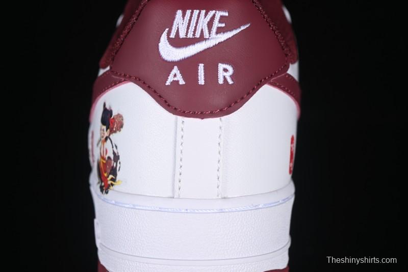 Nike Air Force 1 '07 Low "Nezha" 2D Hand-Painted Doodle Casual Sneakers with Full-Length Air Cushion - FV5988-105