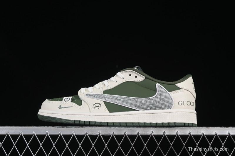 Nike Air Jordan 1 Low OG SP AJ1 Stussy Collaboration Black Grey Blue Black Swoosh Low Top Casual Sneakers - XS2024-001