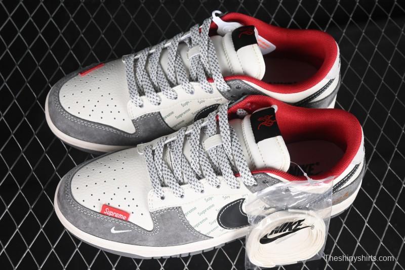 Nike SB Dunk Low Supreme Collaboration Bullet Screen Black Check Anniversary Customized Low-Top Casual Sneakers - FC1688-208