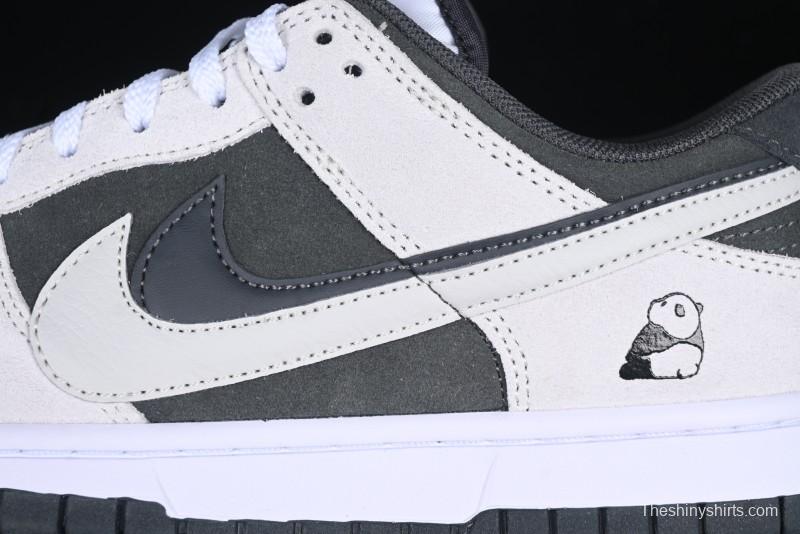 Nike Dunk Low 85 Double Swoosh Series White Grey Panda SB Low Top Casual Skate Shoes - HV1800-101
