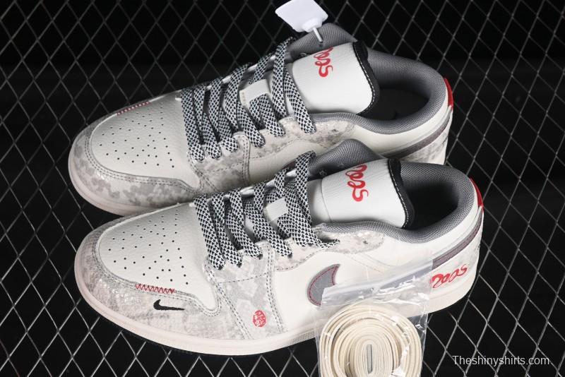 Nike Air Jordan 1 Low Retro Basketball Shoes with Snake Scale Design - SJ9950-054