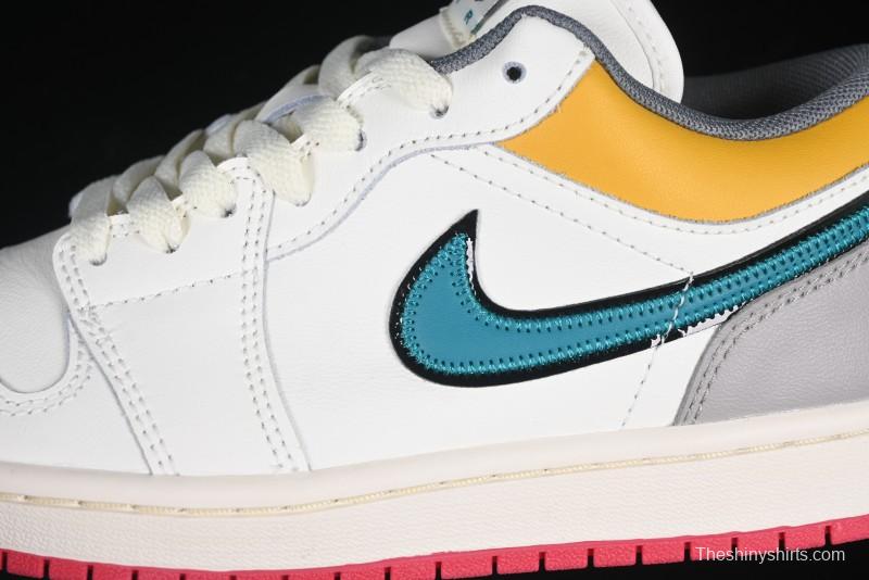 Nike Air Jordan 1 Low AJ1 Mismatched Swoosh Casual Sneakers - HV4511-133