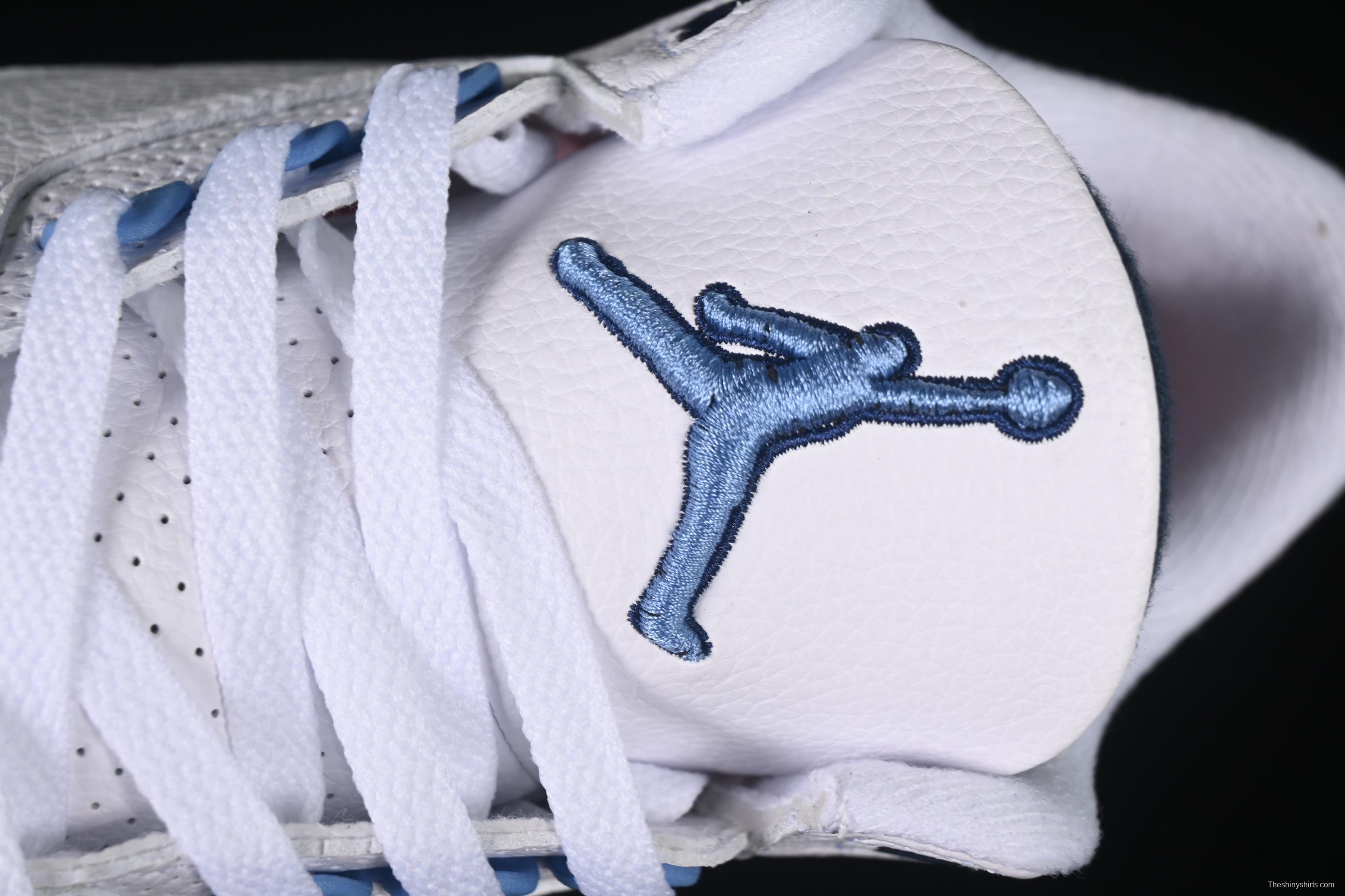 Nike Air Jordan 3 Retro UNC White Blue Cracked Leather Basketball Shoes - CT8532-104