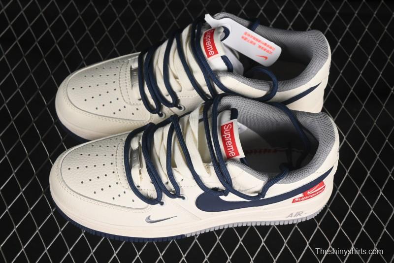 Nike Air Force 1 '07 Low Supreme Collaboration Two-Tone Blue Grey Lace-Up Casual Sneakers - DM6868-068