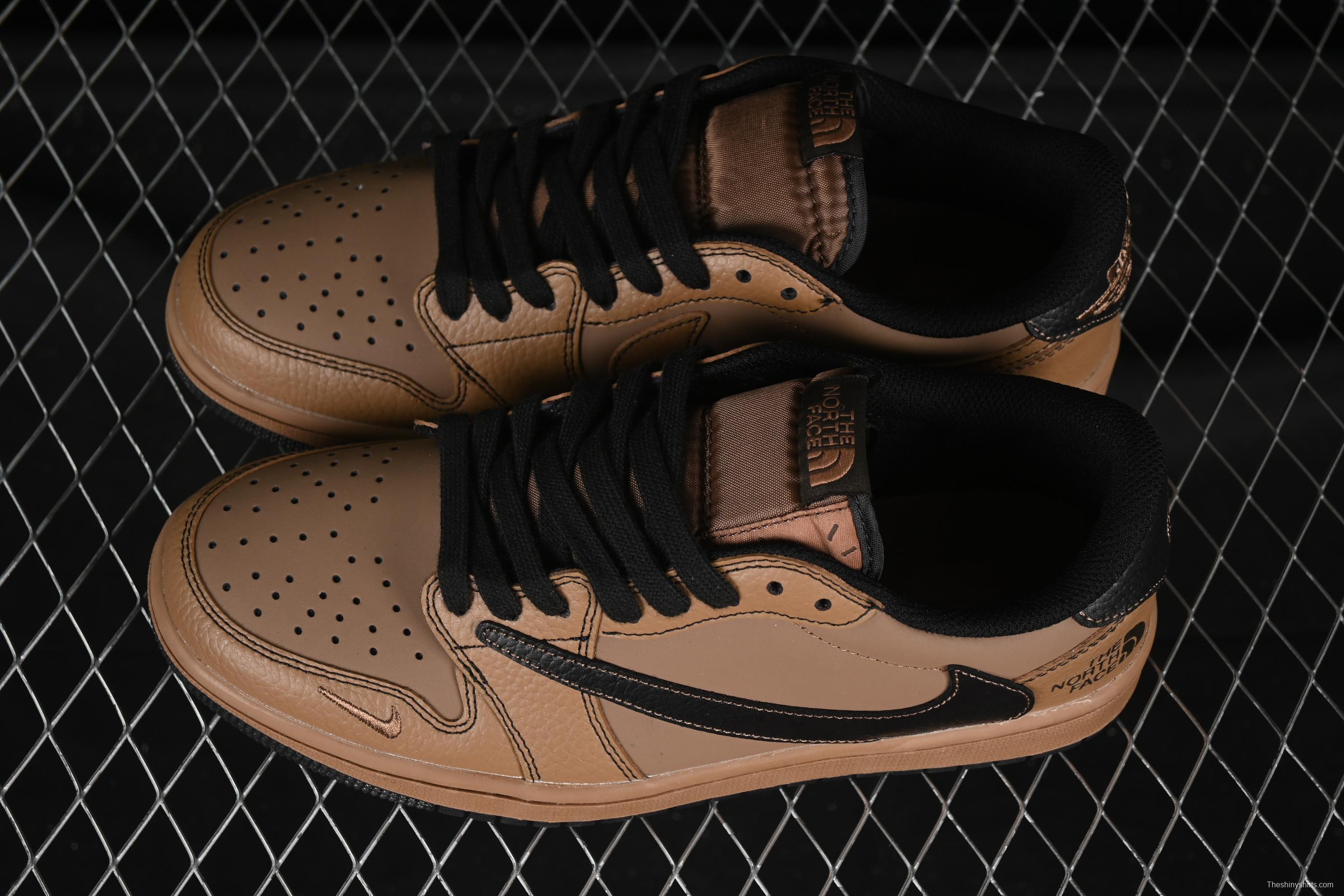 Nike Air Jordan 1 Low AJ1 The North Face Collaboration Black Brown High-End Custom Retro Basketball Shoes - XZ5749-011