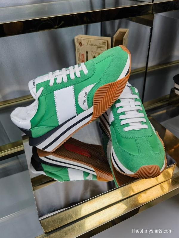 2025 Unisex TOM FORD Green White Suede Leather Sneakers LY00360(F)/LY00370(M)