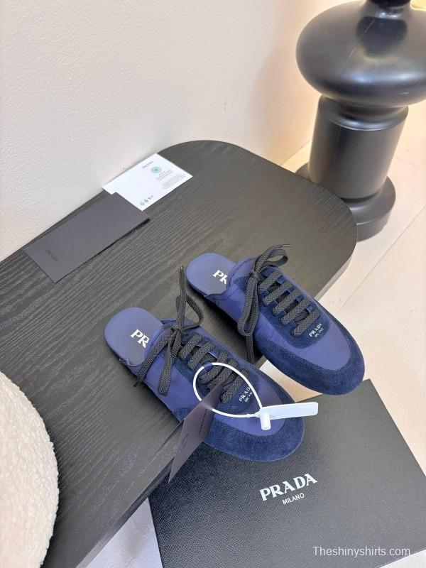 2025 Women Prada Blue Suede Fabric Casual Shoes