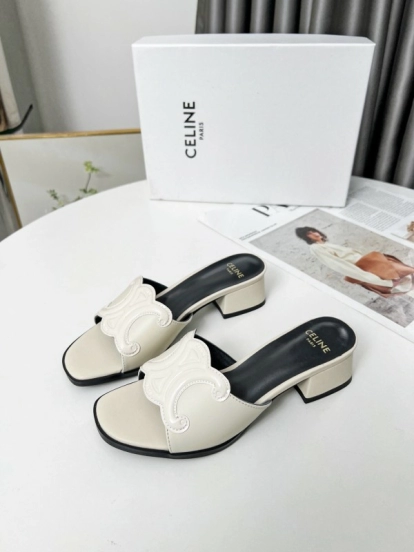 2025 Women Celine White Leather Sandals