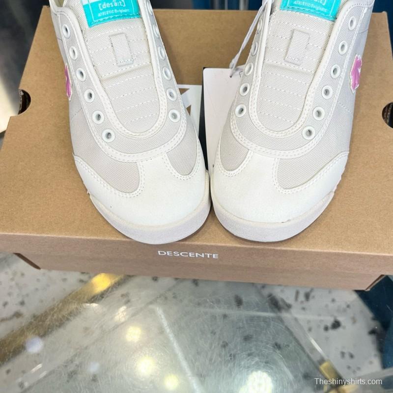 2024 Unisex DESCENTE迪桑特 White Pink Canvas Sneakers