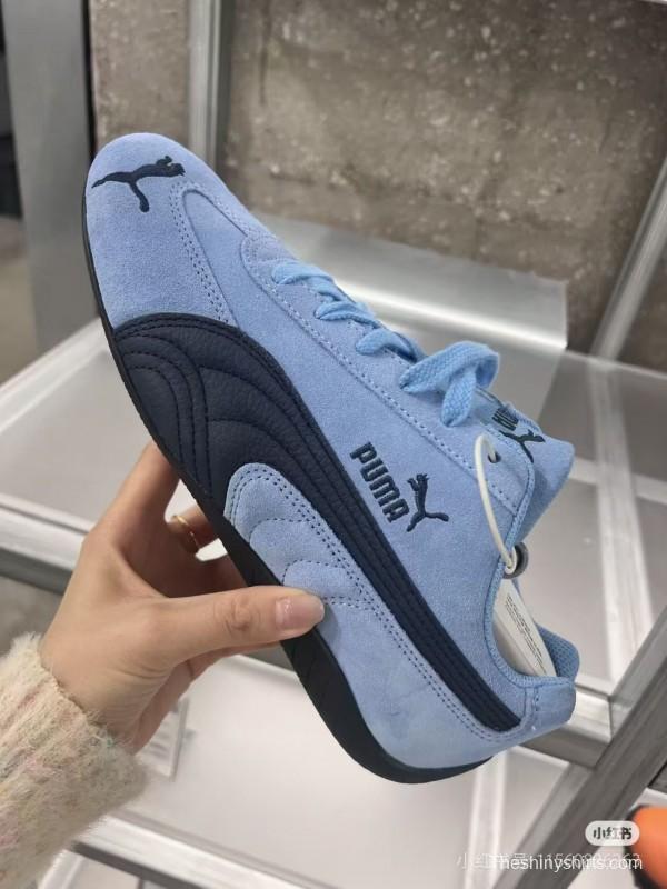 2025 Women Puma Light Blue Black Suede Casual Sneakers KFY00260