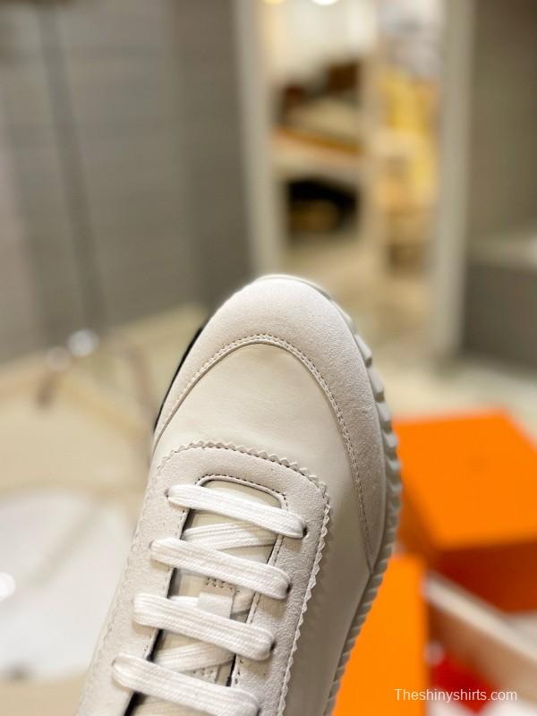 2024 Unisex Hermès white black leather sneakers
