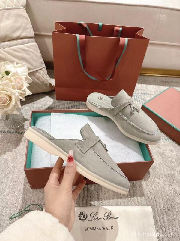 2025 Women LP Beige Suede Slip-on Loafers LY00360