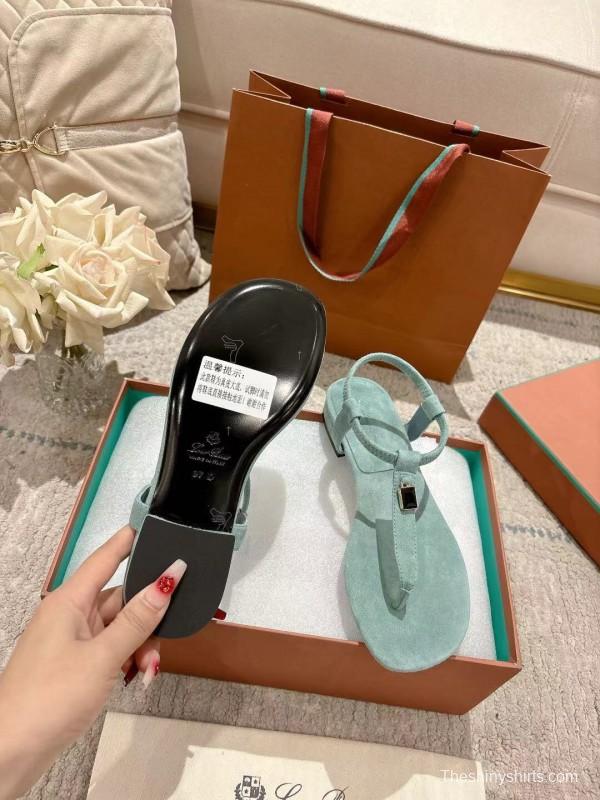 2025 Women LP Light Blue Suede Sandals LY00250